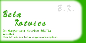 bela kotvics business card